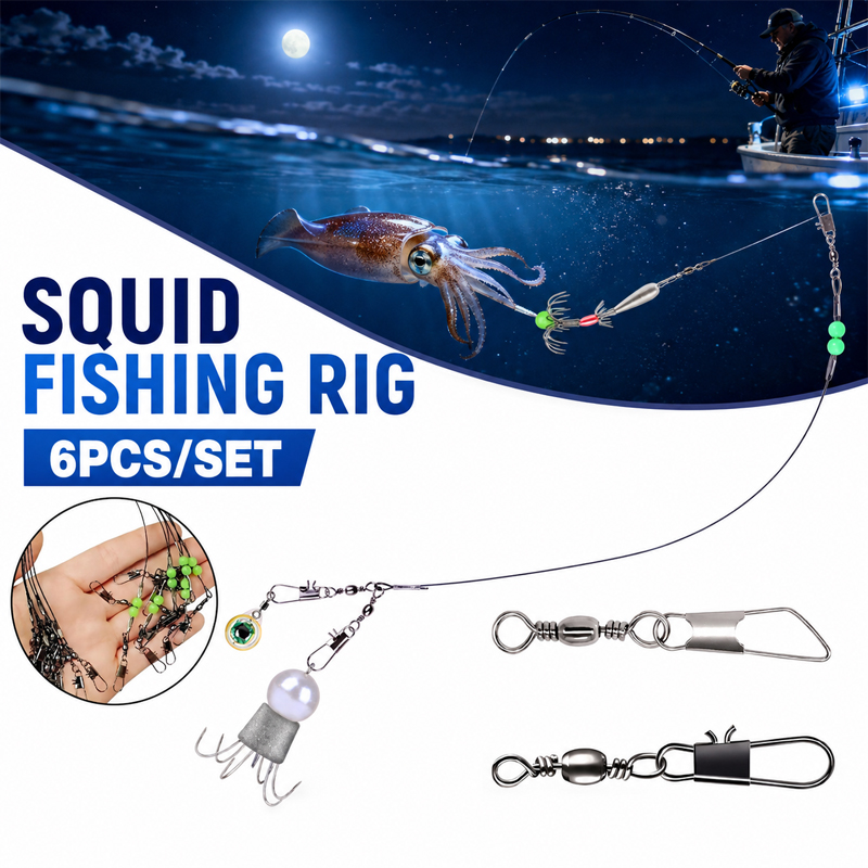 Leader Line - 6pcs Squid Fishing Rig Octopus Hook
